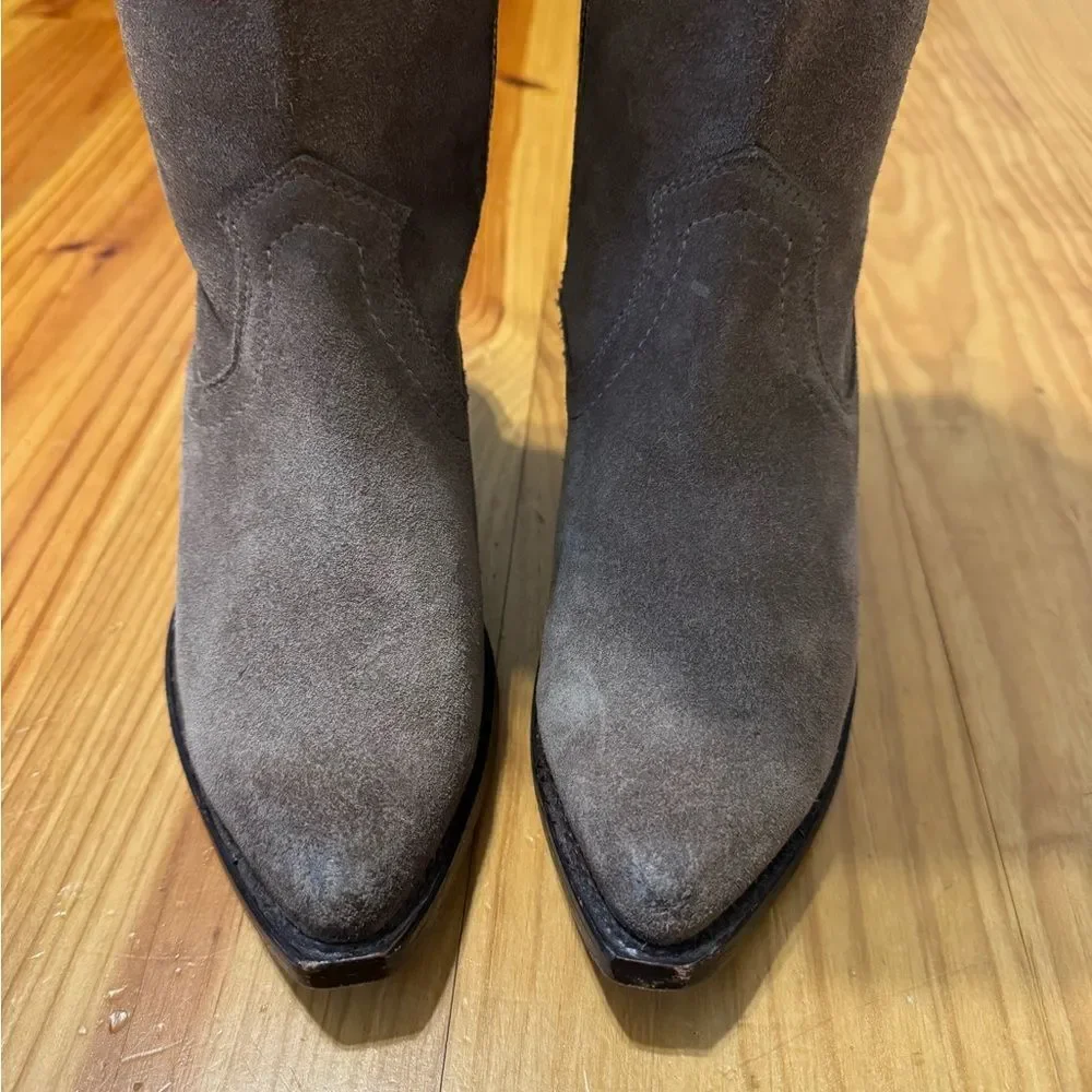 Frye Sacha Over The Knee Tall Ash Tan Suede Leather Side Zip Women’s Size 6.5 B